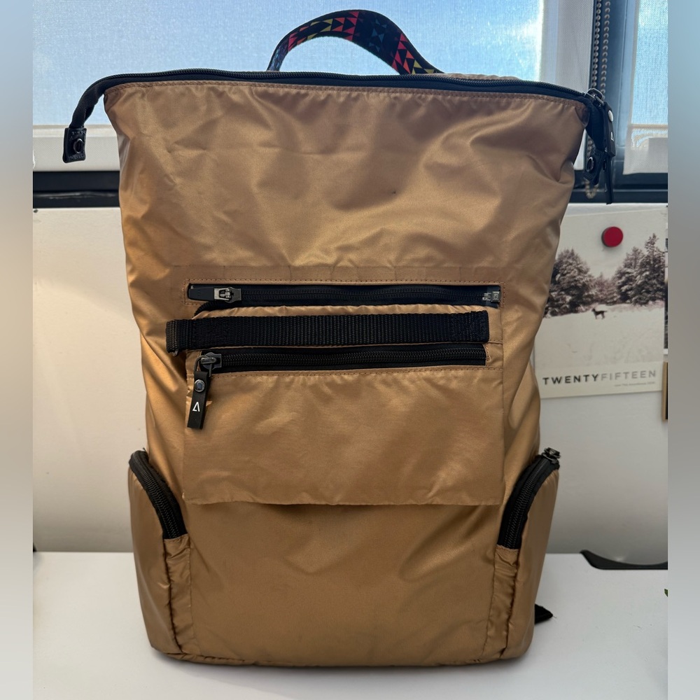 Andi New York Gold Tote Backpack | Water Resistant Laptop Work Bag | OS